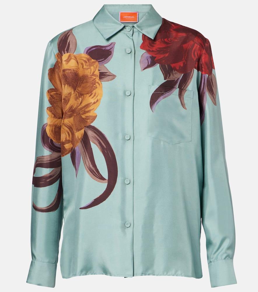 la doublej boy floral silk shirt