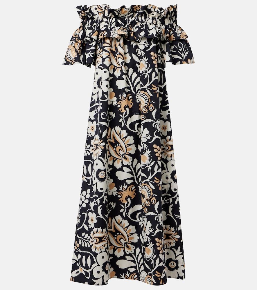 la doublej breakfast ruffled cotton poplin midi dress