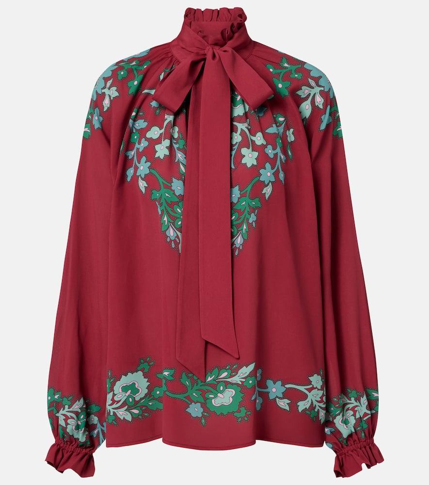 la doublej cerere floral satin blouse