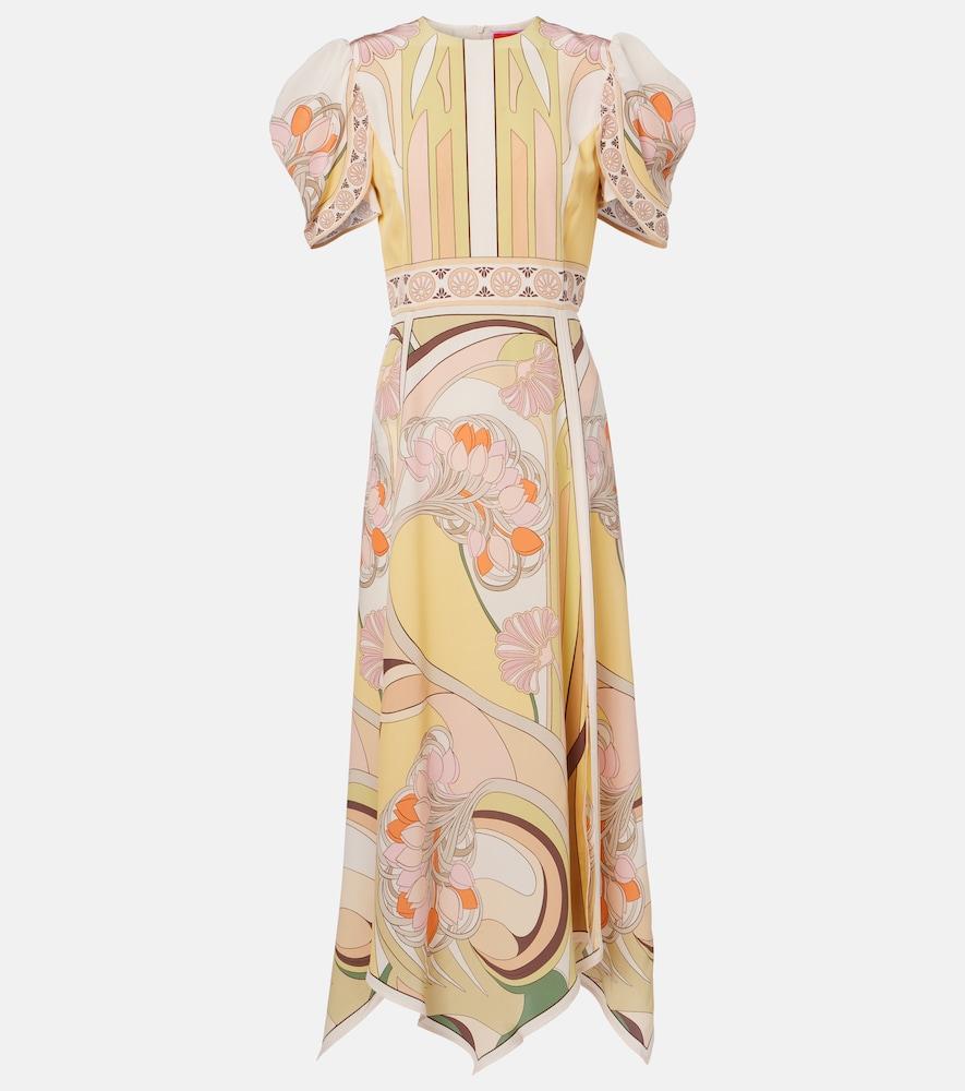 la doublej cherie floral silk midi dress
