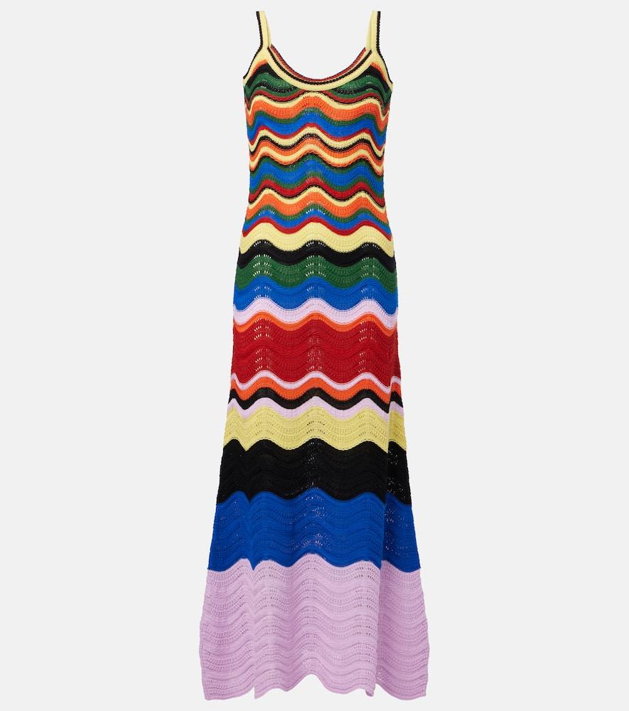la doublej chevron crochet cotton maxi dress