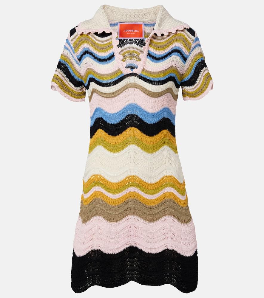 la doublej chevron crochet cotton polo dress