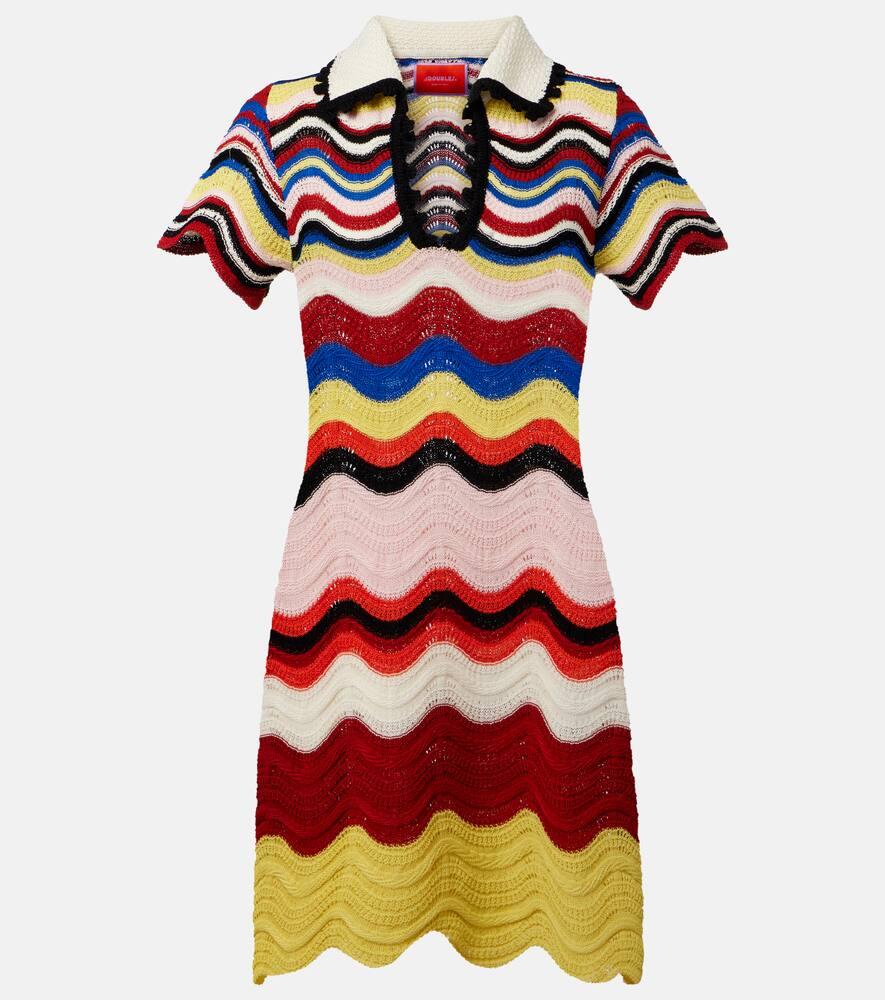 la doublej chevron crochet cotton polo dress