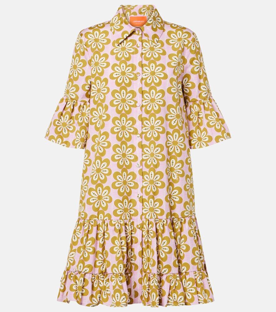 la doublej choux floral cotton poplin shirt dress