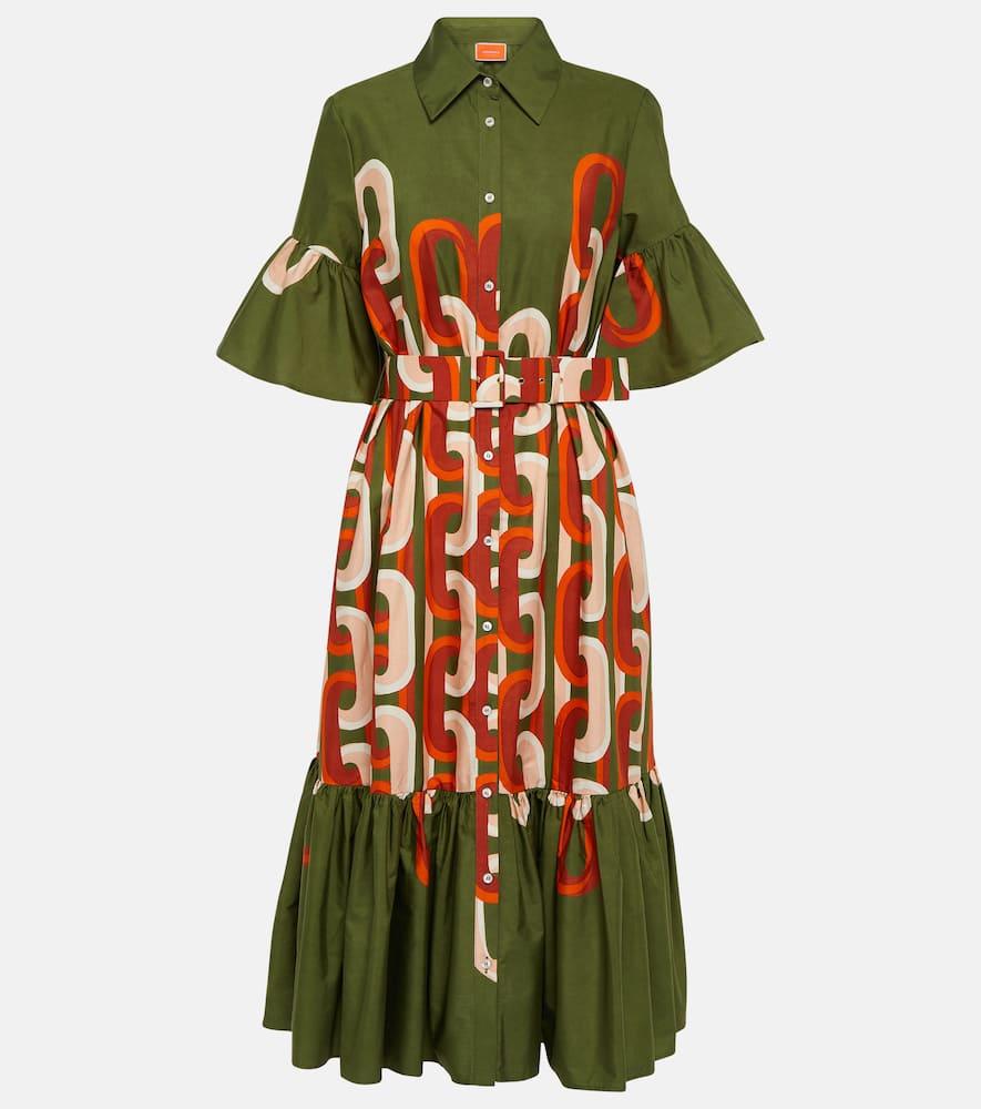 la doublej choux printed cotton poplin midi dress