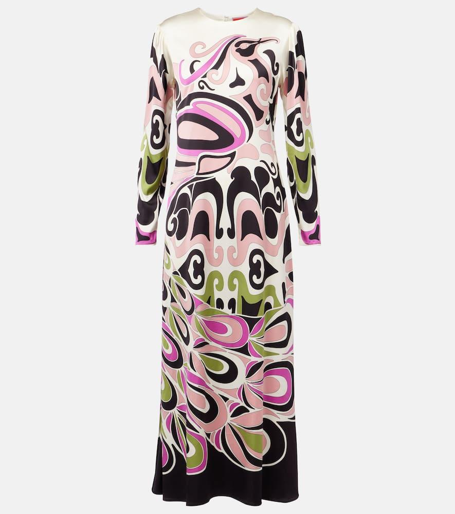 la doublej clingy swing printed satin midi dress