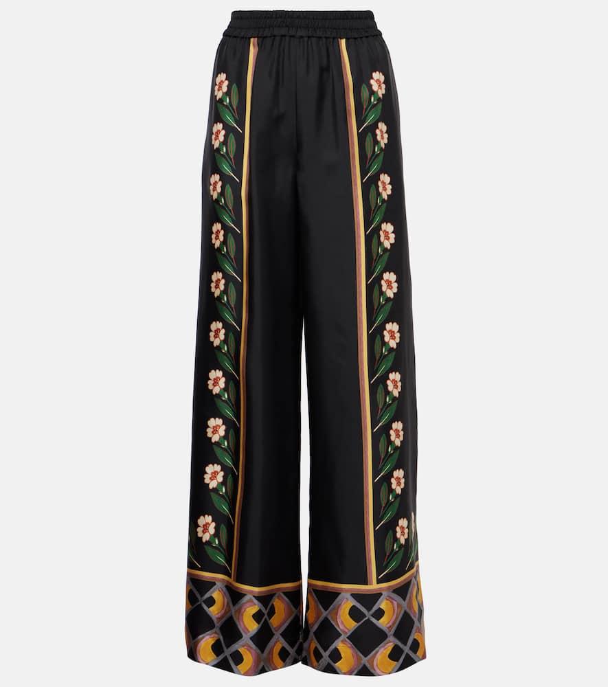 la doublej dazed placée silk twill palazzo pants