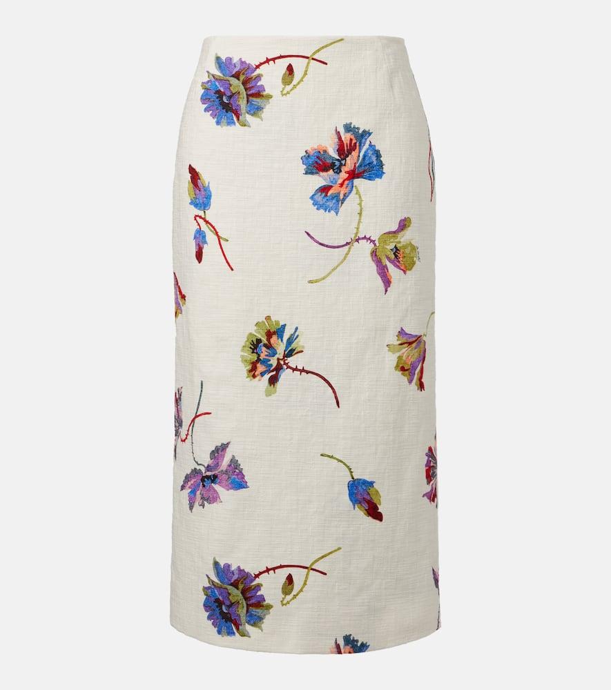 la doublej floral cotton pencil skirt