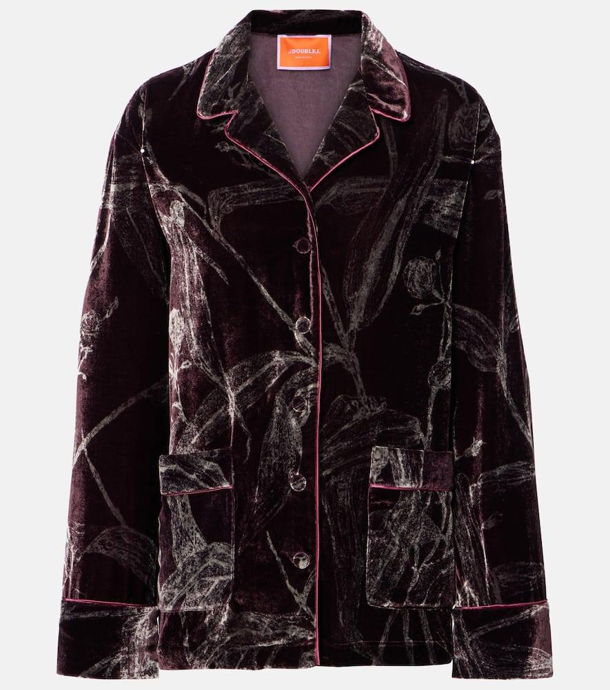 la doublej floral satin pajama shirt