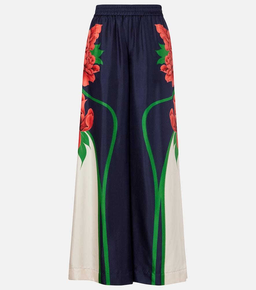 la doublej floral silk palazzo pants
