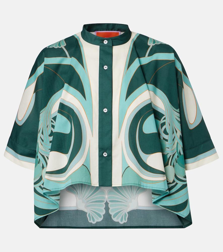 la doublej foulard printed cropped cotton muslin shirt