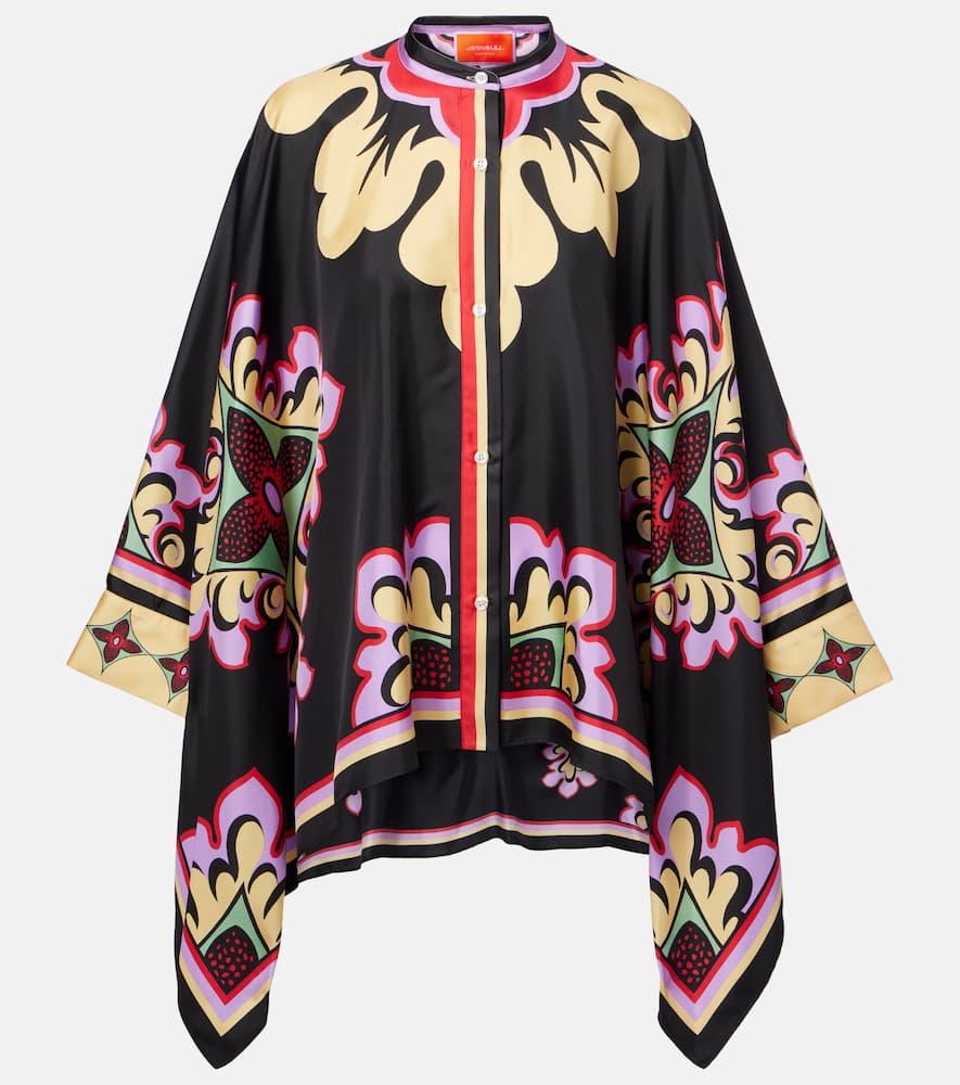 la doublej foulard printed silk blouse