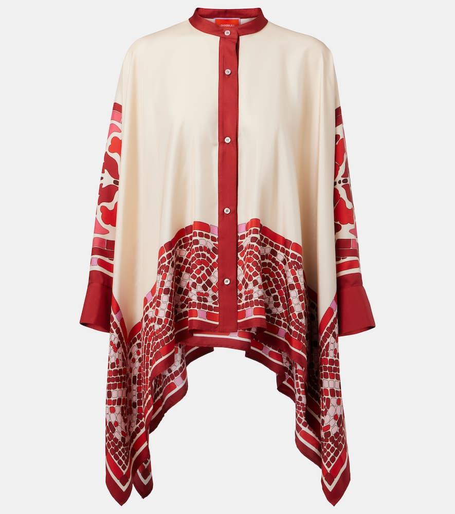 la doublej foulard printed silk twill shirt