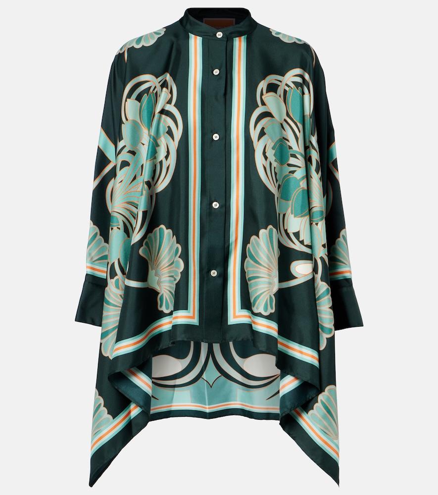 la doublej foulard printed silk twill shirt