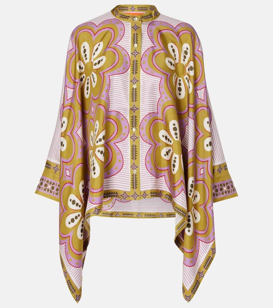 la doublej foulard printed silk twill shirt