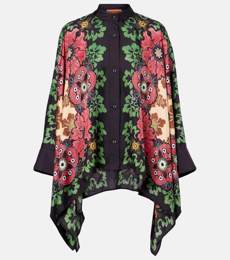 la doublej foulard printed silk twill shirt