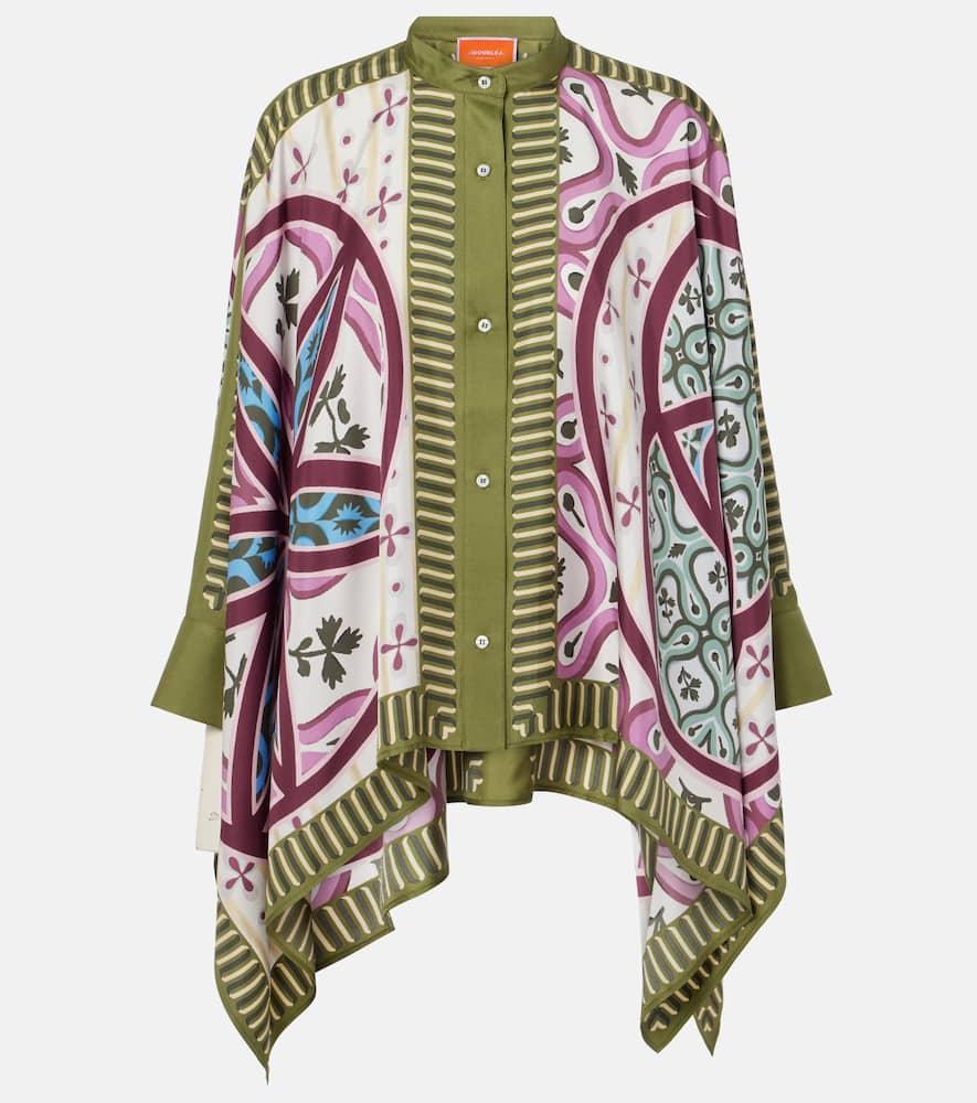 la doublej foulard printed silk twill shirt