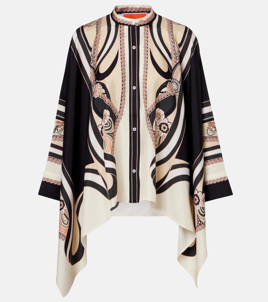 la doublej foulard printed silk twill shirt
