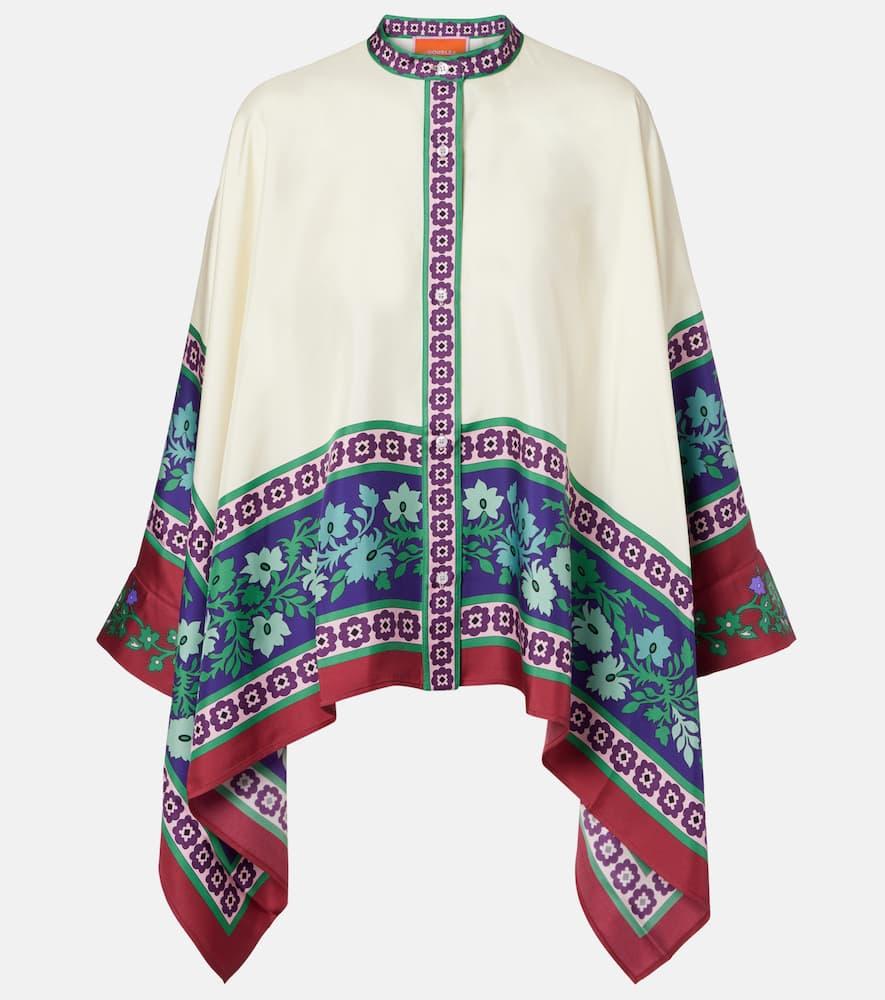 la doublej foulard printed silk twill shirt
