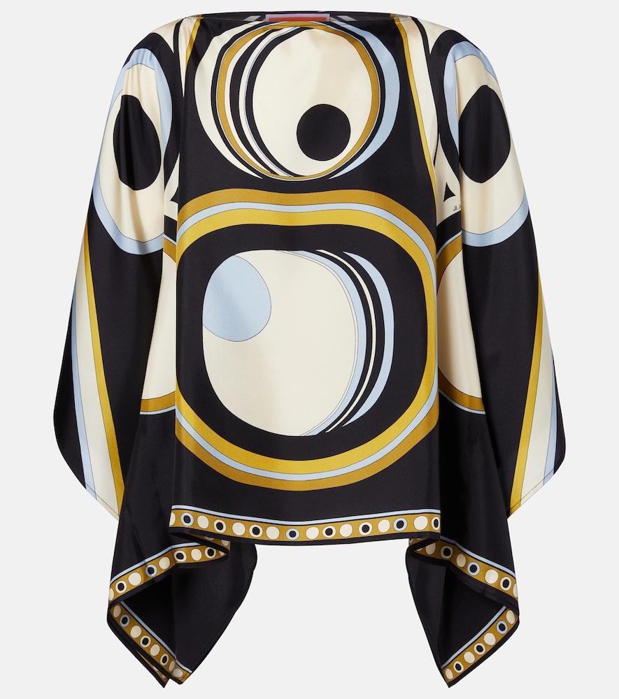 la doublej foulard printed silk twill top