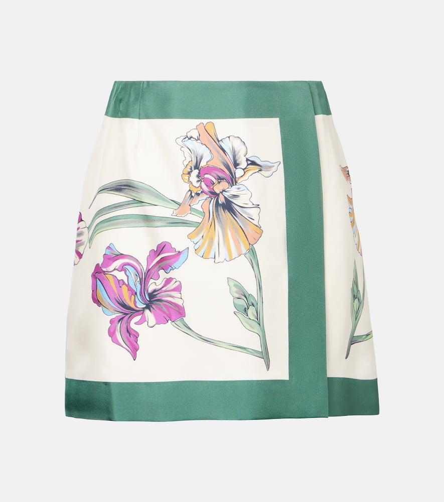 la doublej foulard silk miniskirt