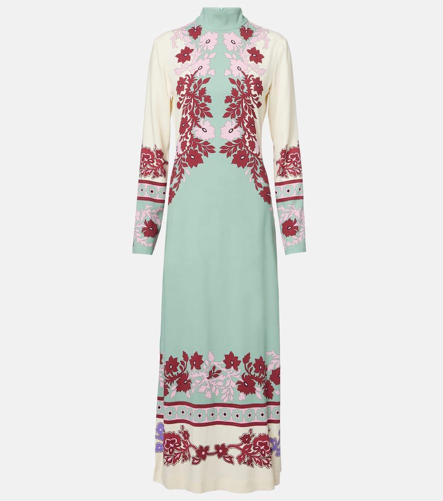 la doublej halle floral satin maxi dress