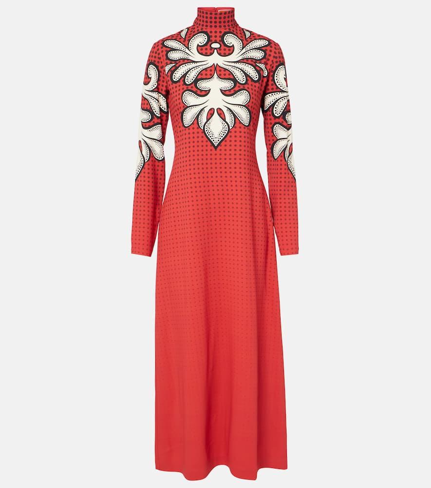 la doublej halle printed satin midi dress