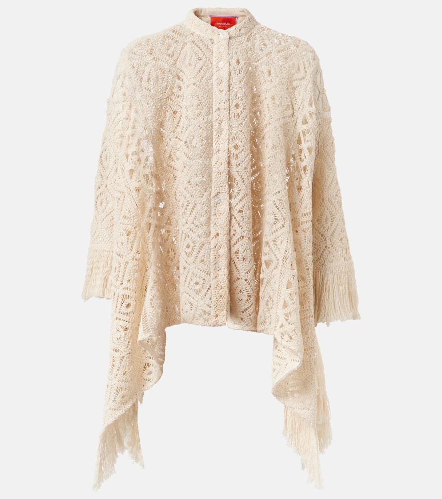 la doublej lacey foulard macramé cotton shirt