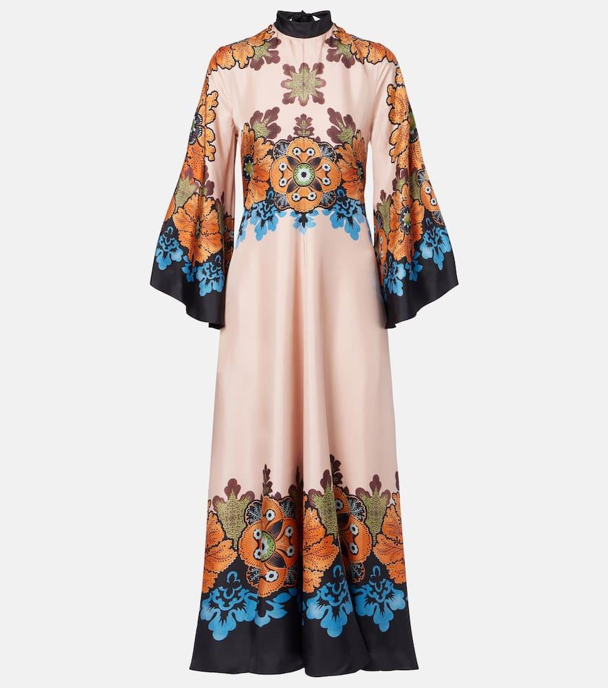 la doublej magnifico floral silk maxi dress