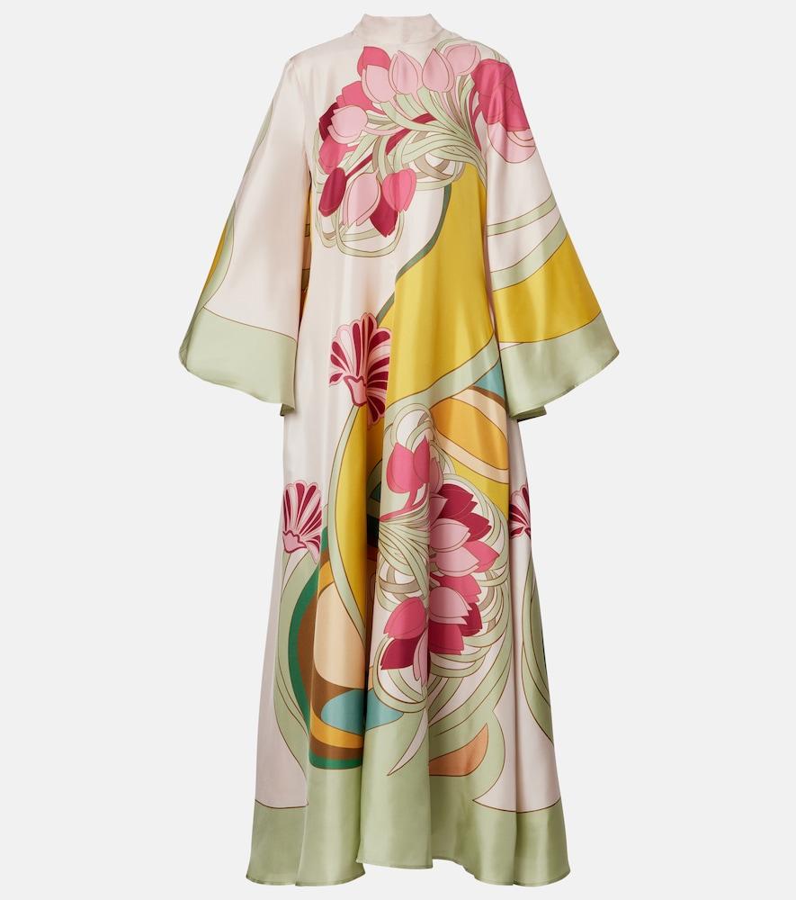la doublej magnifico floral silk twill maxi dres