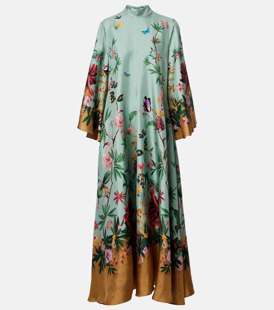 la doublej magnifico floral silk twill maxi dress