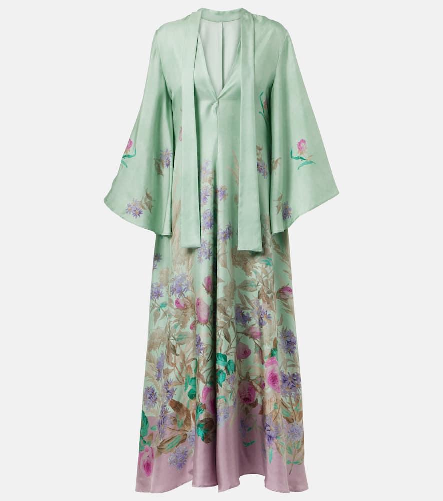 la doublej magnifico floral silk twill maxi dress