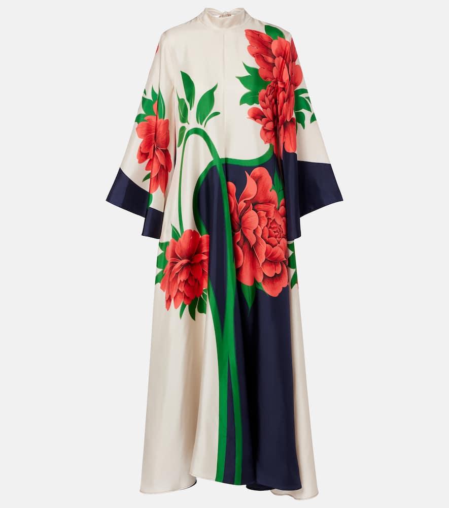 la doublej magnifico floral silk twill maxi dress