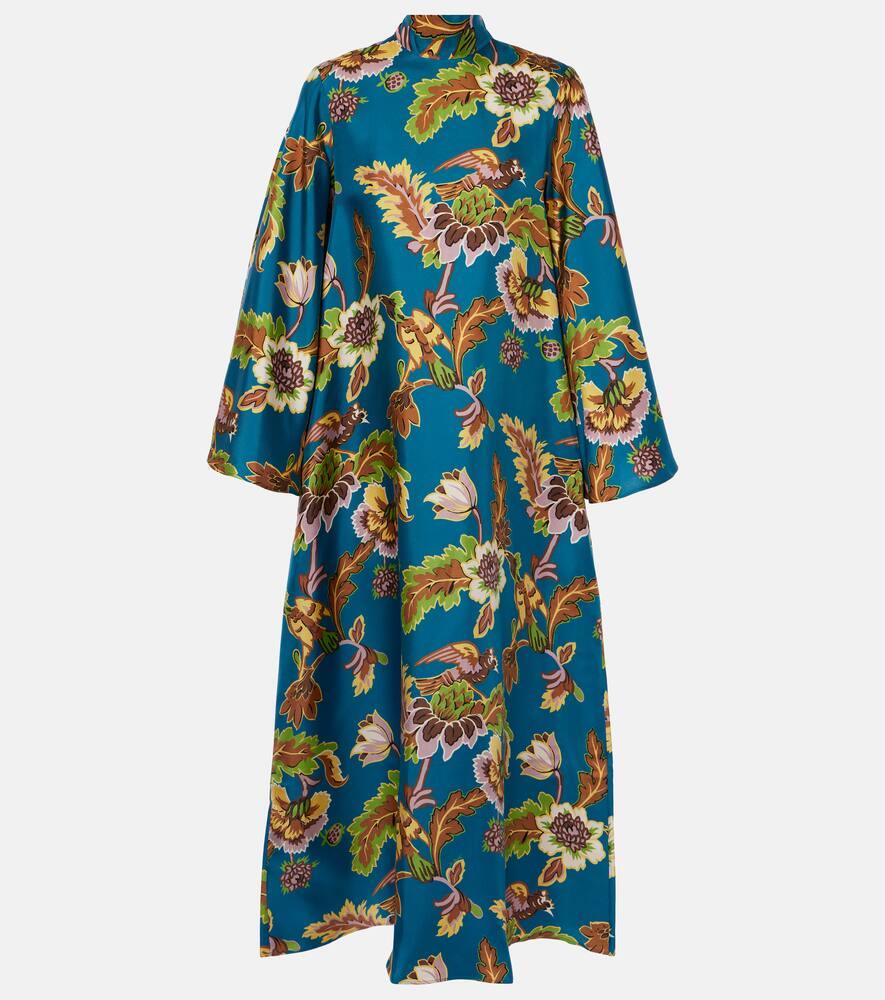 la doublej magnifico printed silk midi dress