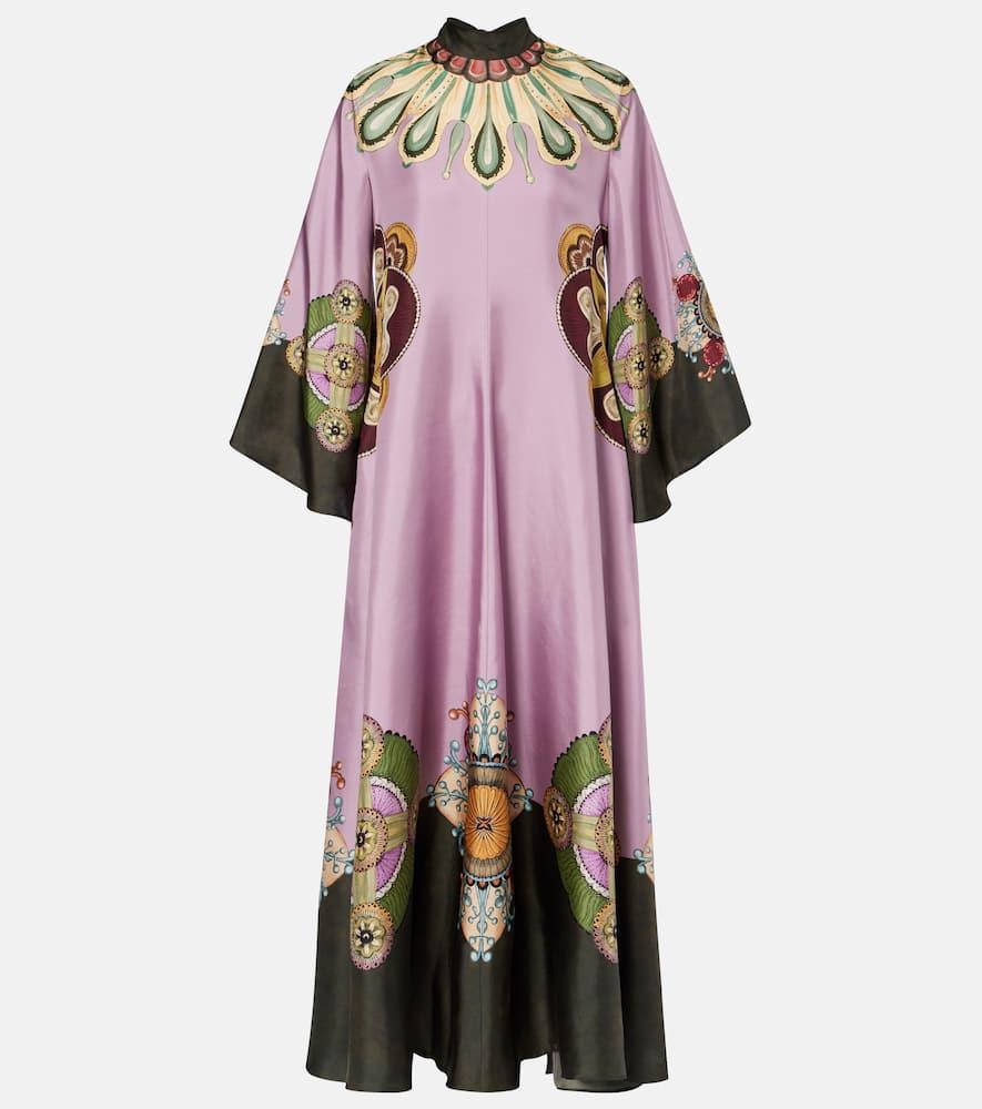 la doublej magnifico printed silk twill kaftan