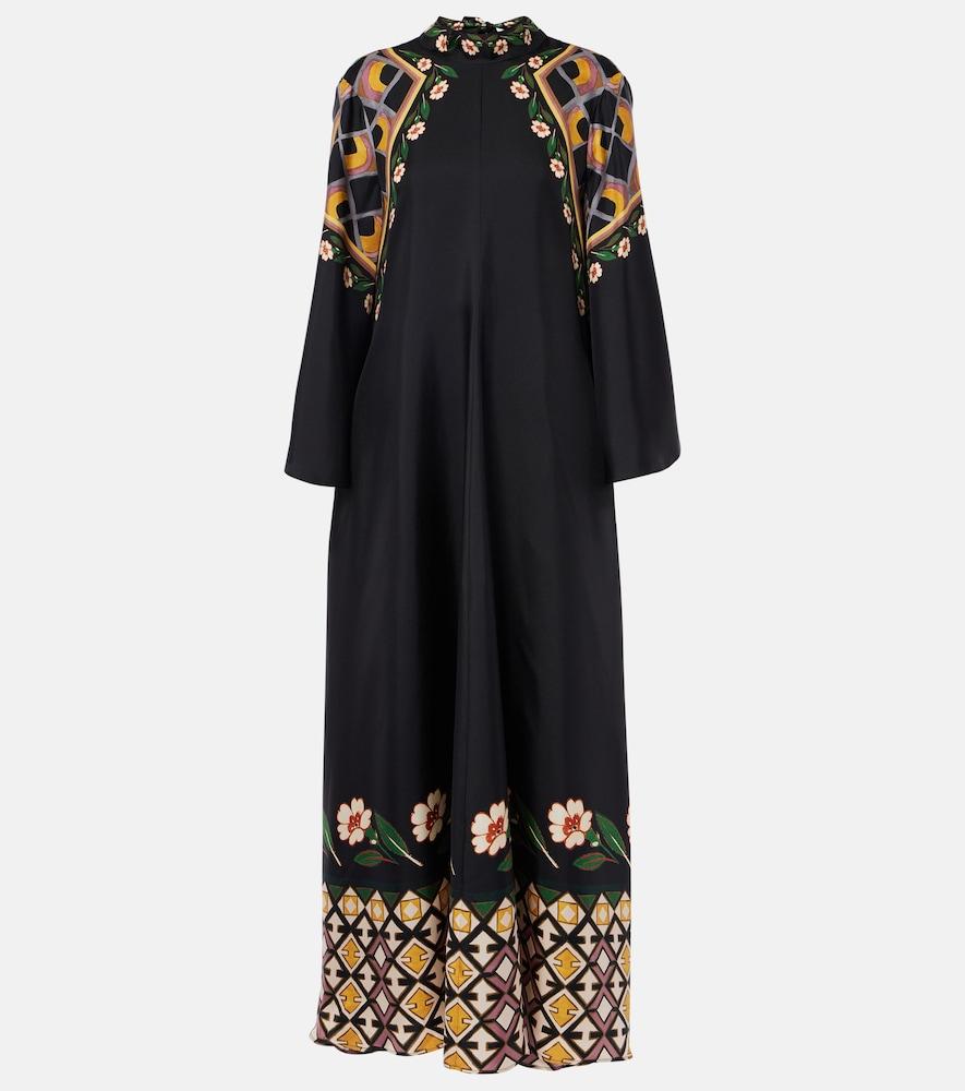 la doublej magnifico printed silk twill maxi dress