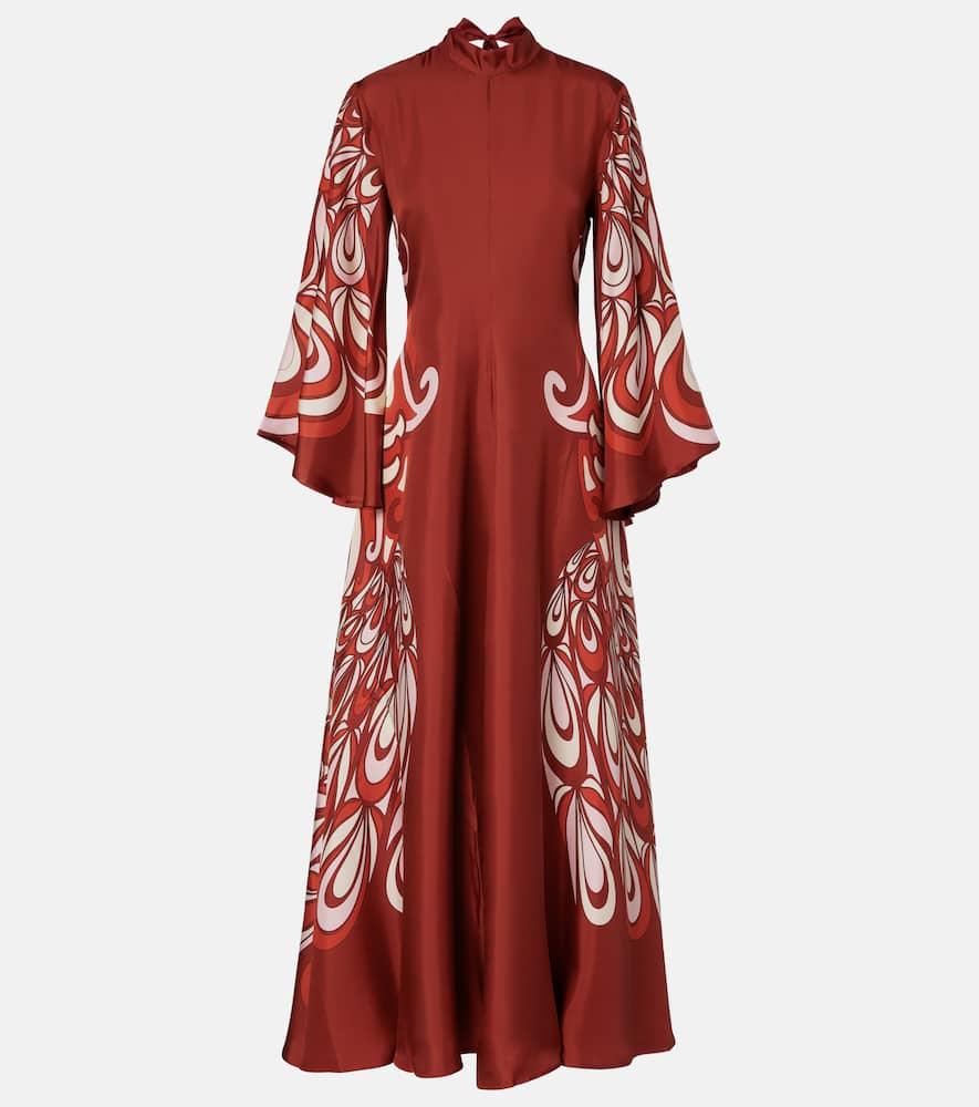 la doublej magnifico printed silk twill maxi dress