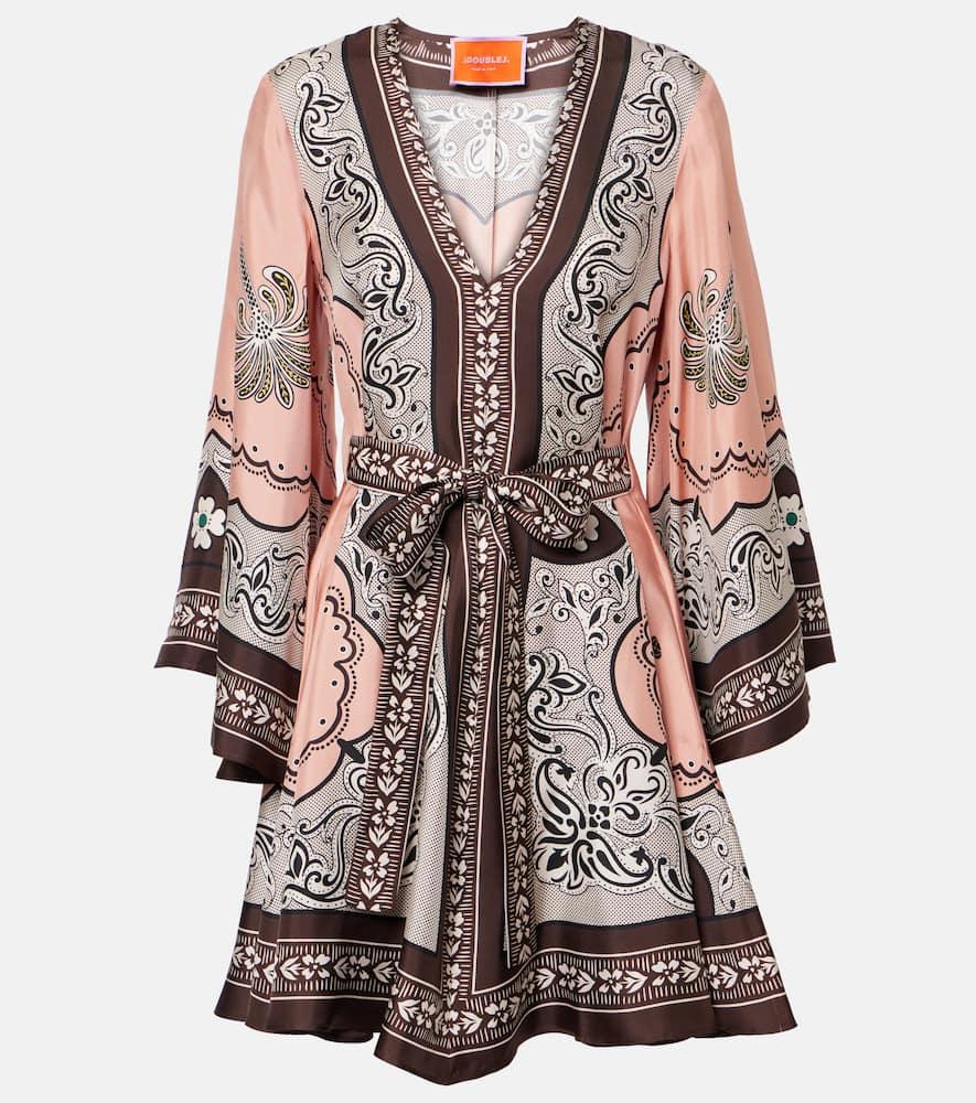 la doublej magnifico printed silk twill minidress