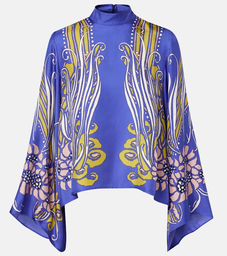 la doublej make an exit printed silk satin blouse