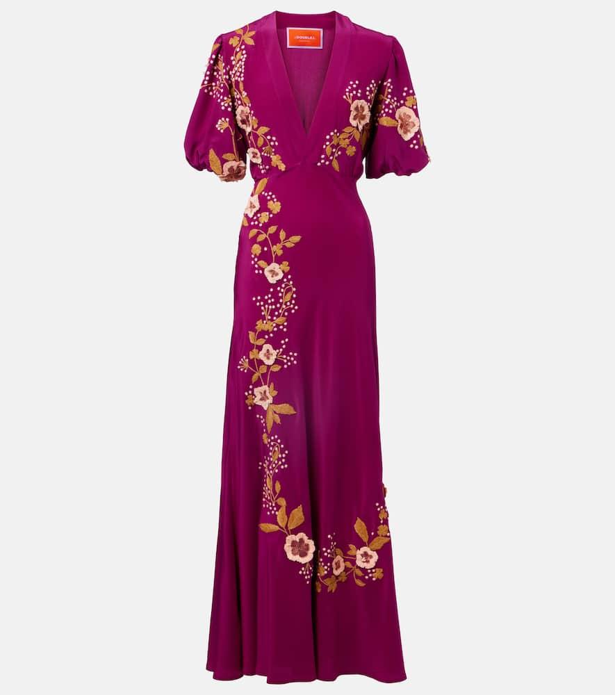 la doublej marlene embroidered silk gown