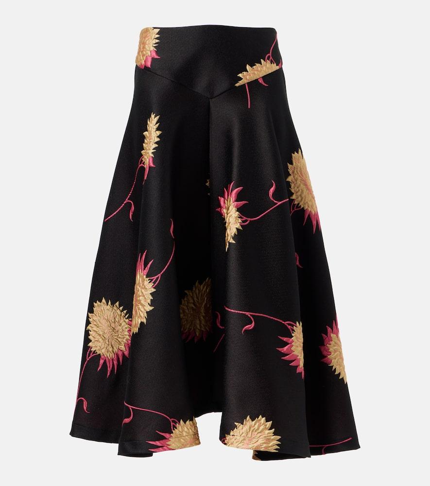 la doublej milano jacquard satin midi skirt
