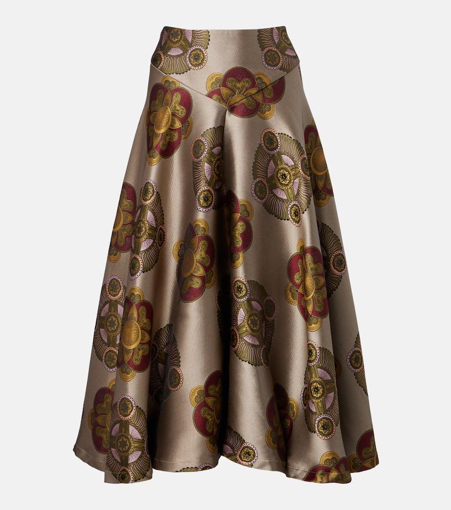 la doublej milano printed jacquard midi skirt
