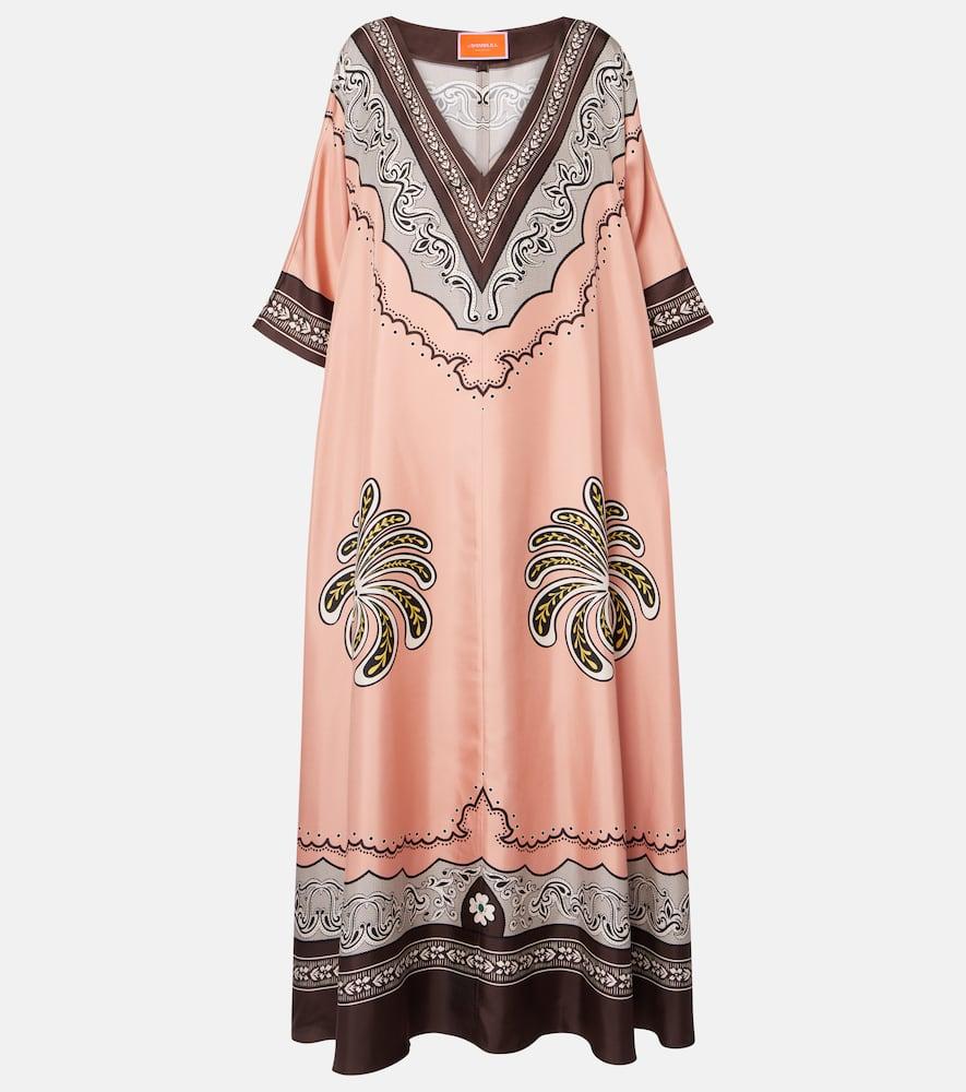 la doublej muumuu printed silk twill maxi dress