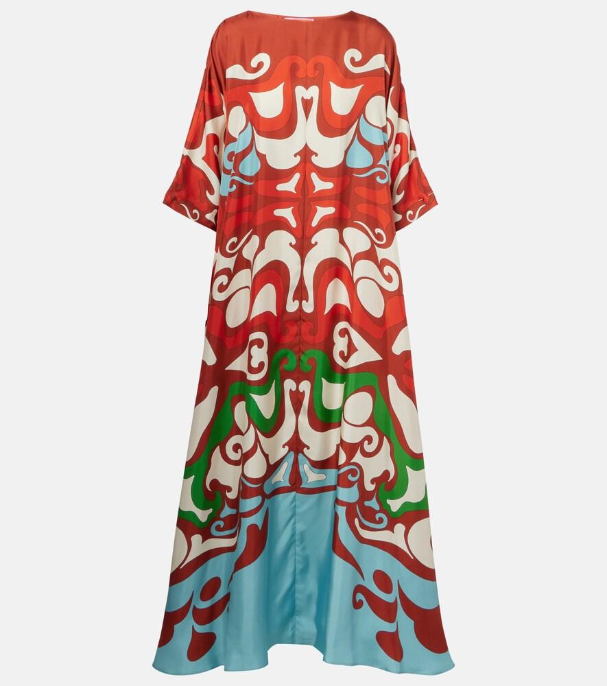 la doublej muumuu printed silk twill maxi dress