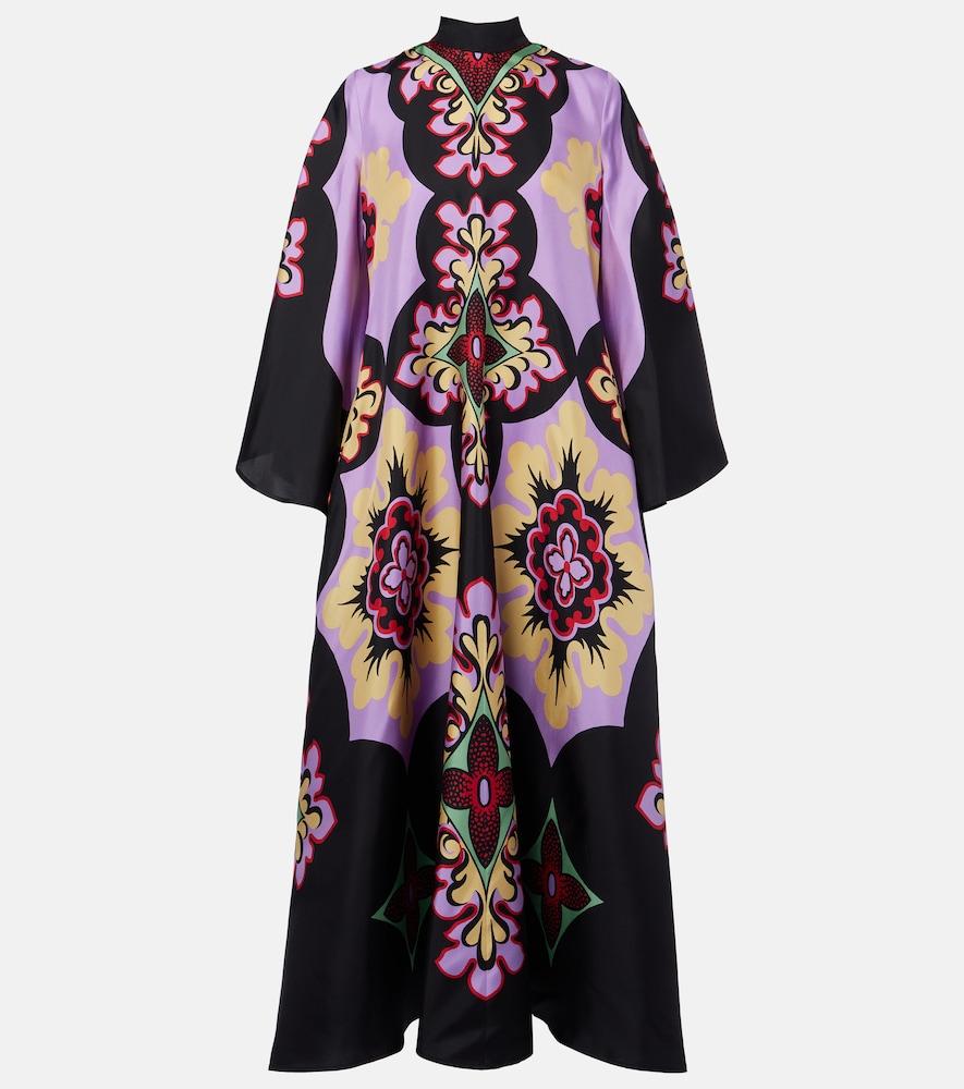 la doublej palazzo placée silk twill maxi dress