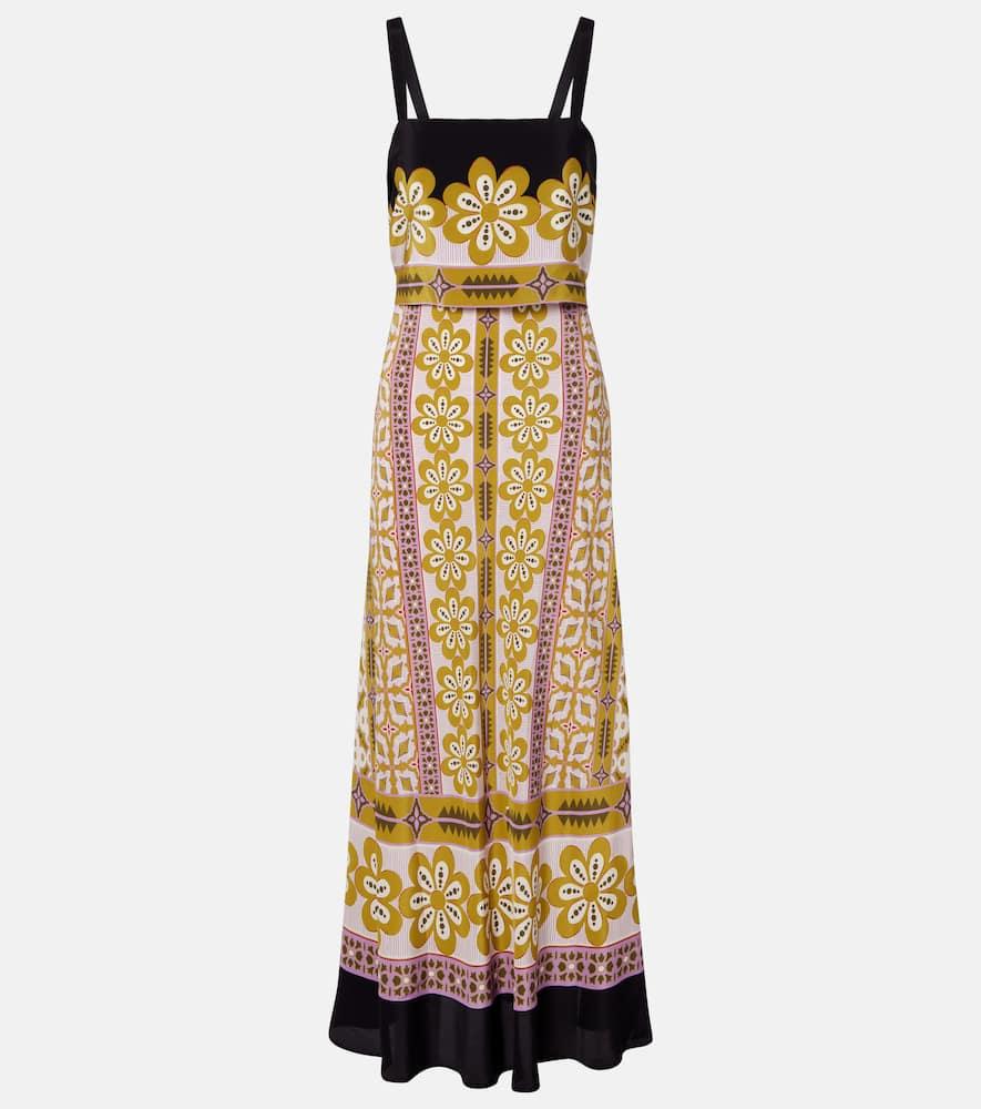 la doublej printed silk crêpe de chine maxi dress
