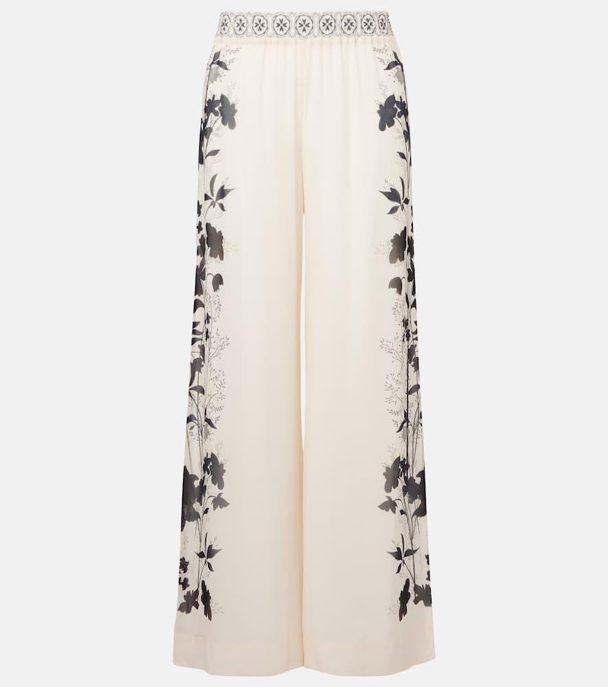 la doublej printed silk palazzo pants
