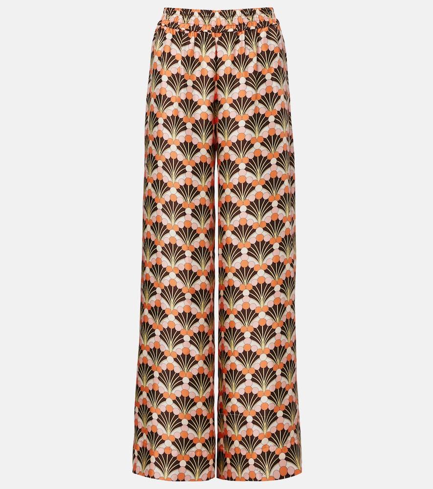 la doublej printed silk palazzo pants