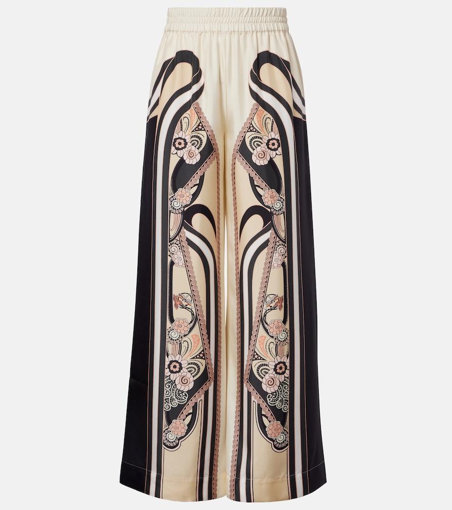 la doublej printed silk palazzo pants