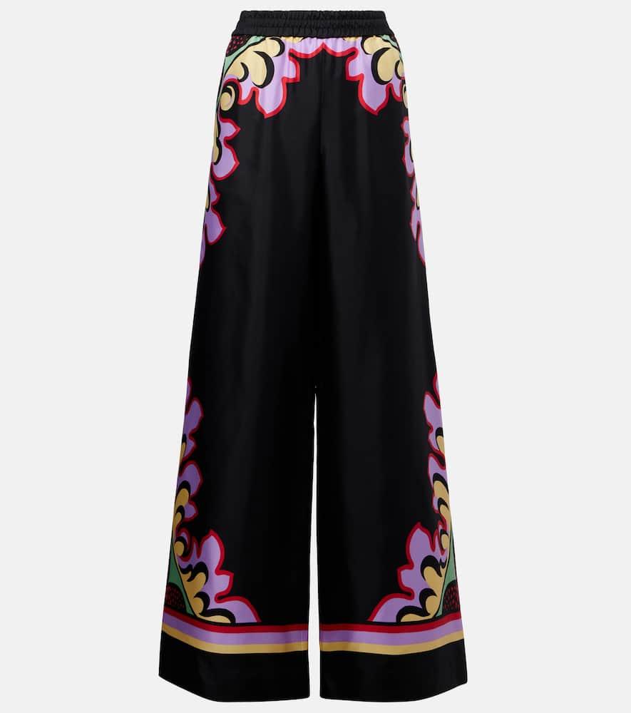 la doublej printed silk palazzo pants
